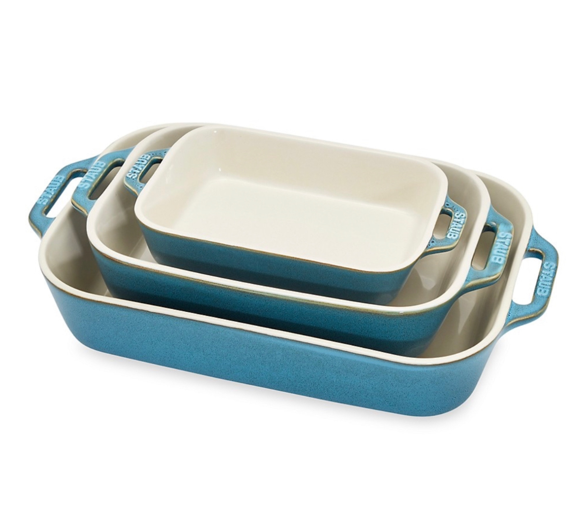 Three piece Staub ceramic baking dishes 
Turquoise color. 

#LTKunder100 #LTKGiftGuide #LTKhome