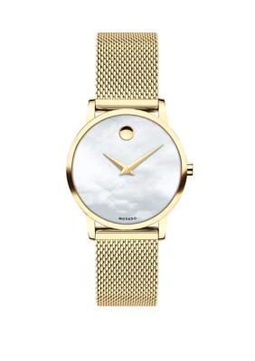 Movado Women's Swiss Museum Gold Tone PVD Stainless Steel Mesh Bracelet Watch | Belk