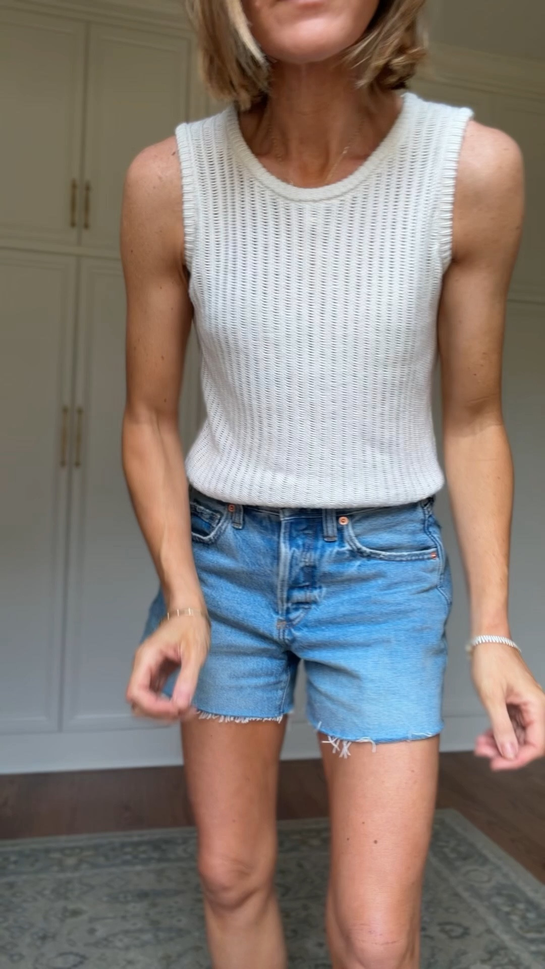 Xs in tops 
2 in denim shorts 
S in shorts 
Xs in dresses 