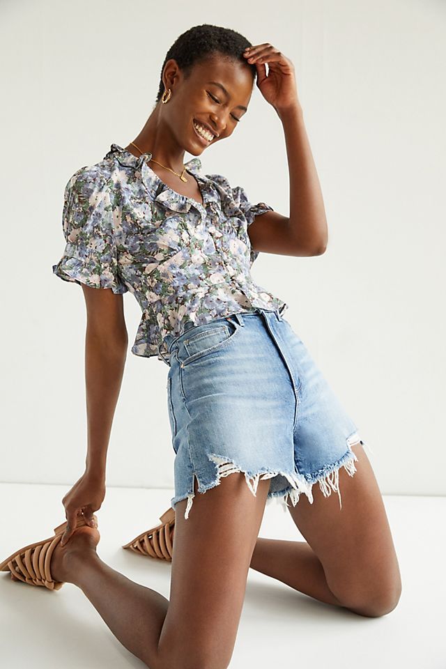 Paige Ultra High-Rise Frayed Denim Shorts | Anthropologie (US)