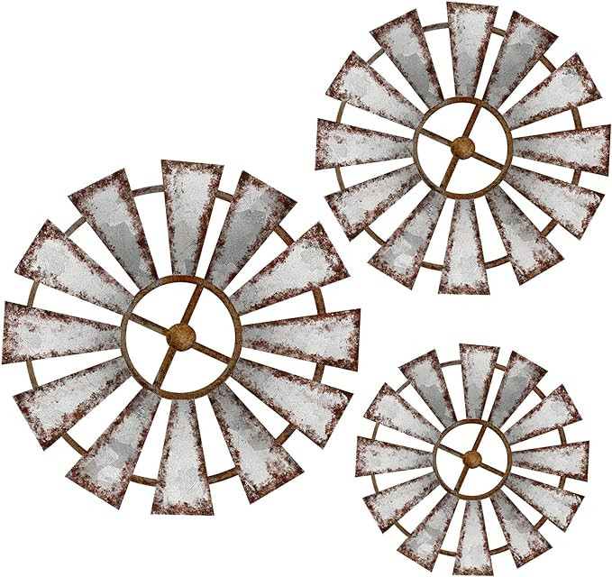 Yookeer 3 Pcs Wood Windmill Wall Decor Rustic Farmhouse Decor,Farmhouse | Country Farm Wall Art, ... | Amazon (US)