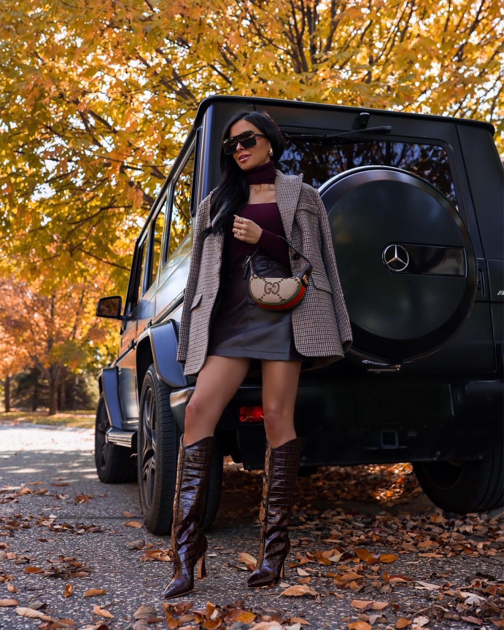 Fall outfit ideas
ASTR the label burgundy top wearing an XS 
Shopbop faux leather brown mini skirt wearing an XS
Gucci mini bag
Shopbop plaid blazer wearing an XS




#LTKSeasonal #LTKfindsunder100 #LTKshoecrush