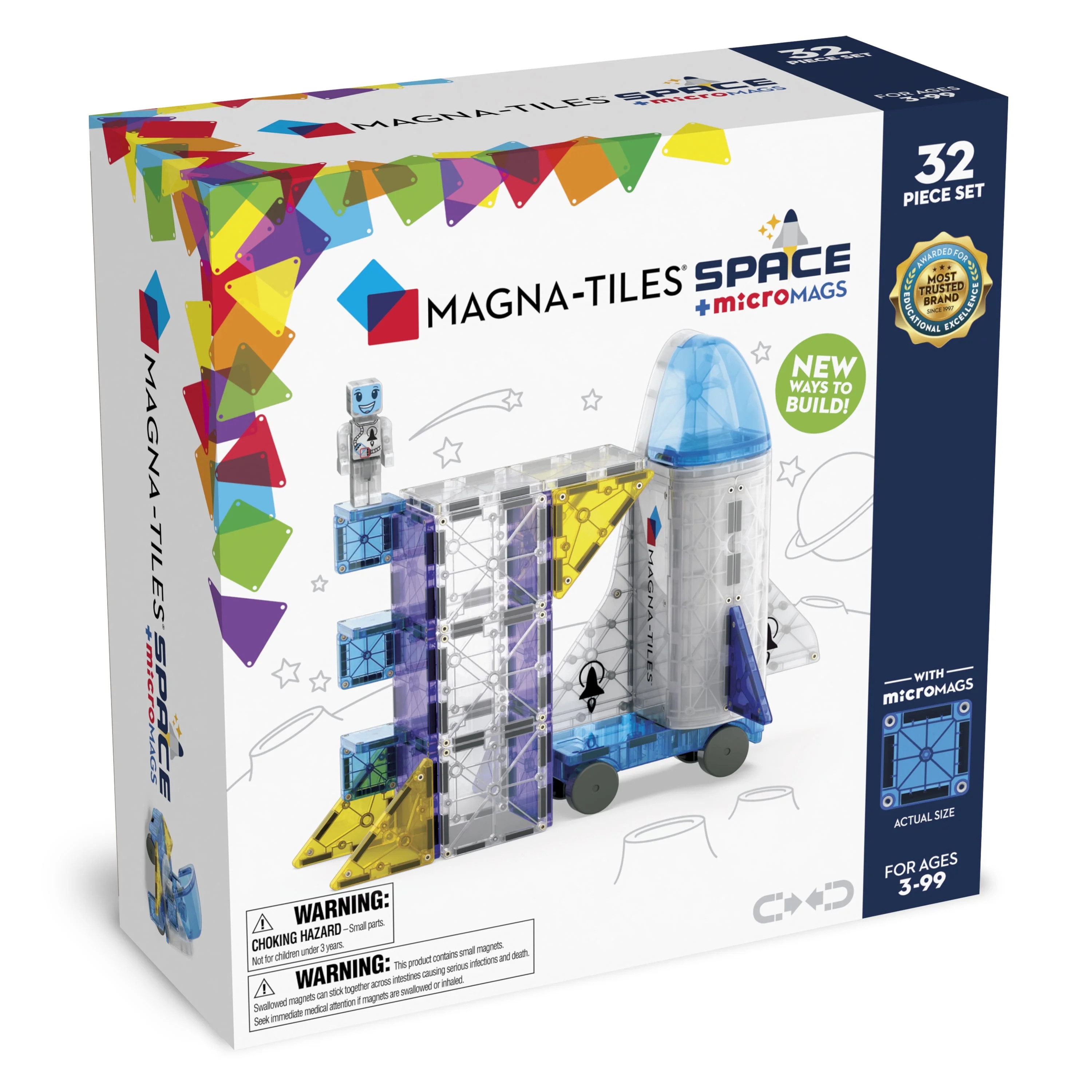 MAGNA-TILES Space 32-Piece Magnetic Construction Set, the Original Magnetic Building Brand | Walmart (US)