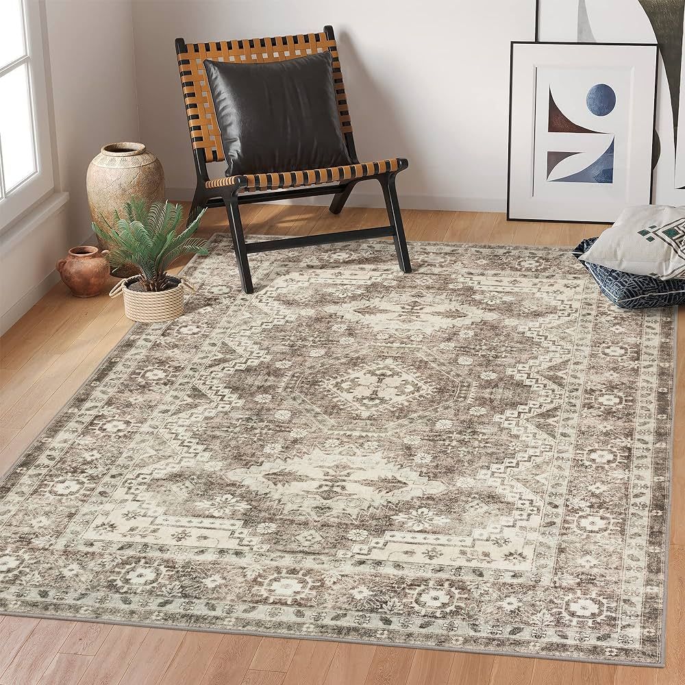 Rugland 8x10 Area Rugs - Stain Resistant Washable Rug, Anti Slip Backing Rugs for Living Room, Vi... | Amazon (US)