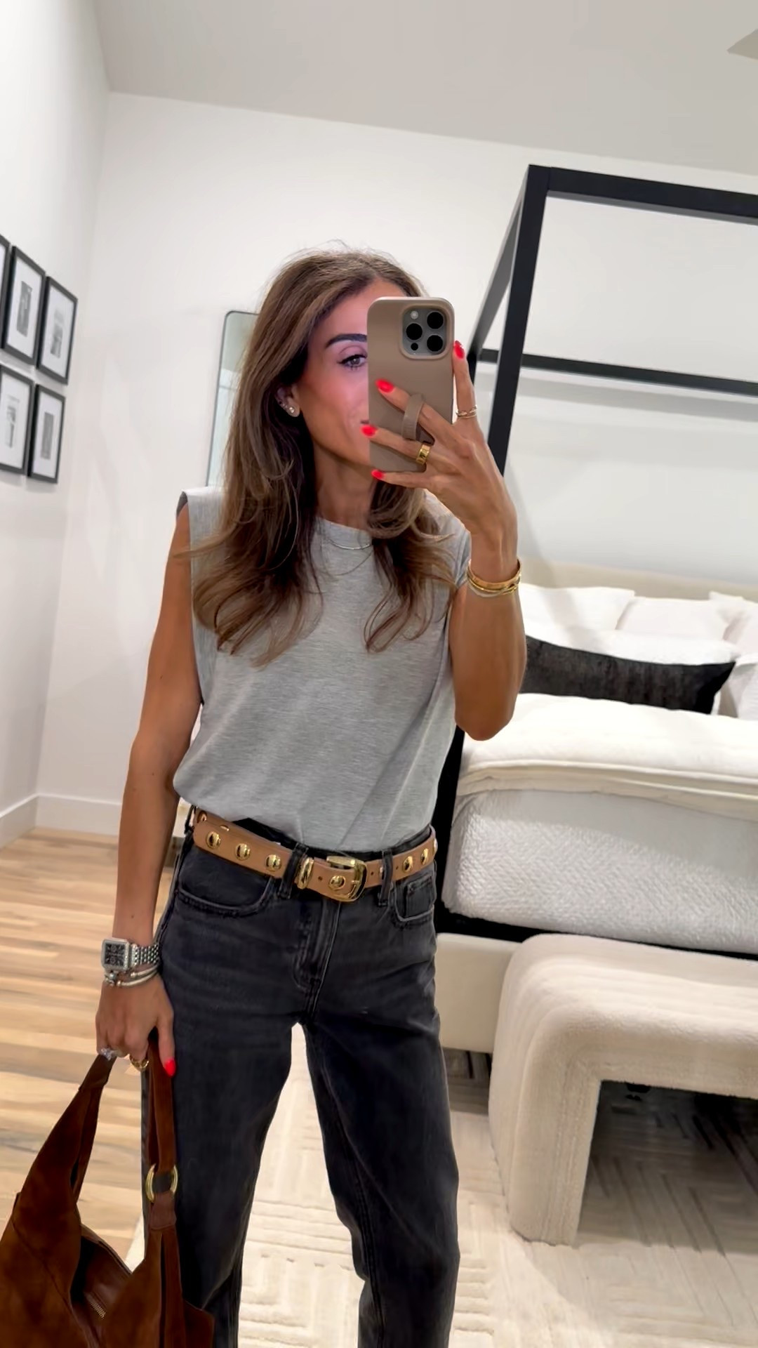 Love this grey tank witn shoulder detailing and no bra showing in armpits weeeing smallest size 

#LTKootd #LTKPetite