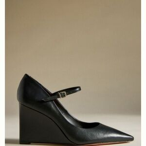 Anthropologie Maeve Sibley Mary Jane Wedge Heels Sz 39 Black | Poshmark