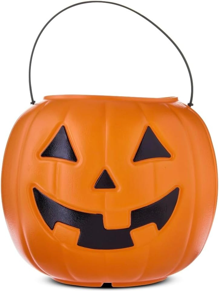 Halloween Pumpkin Treat Pail, Orange, 8", Trick or Treat, Decoration (Orange) | Amazon (US)