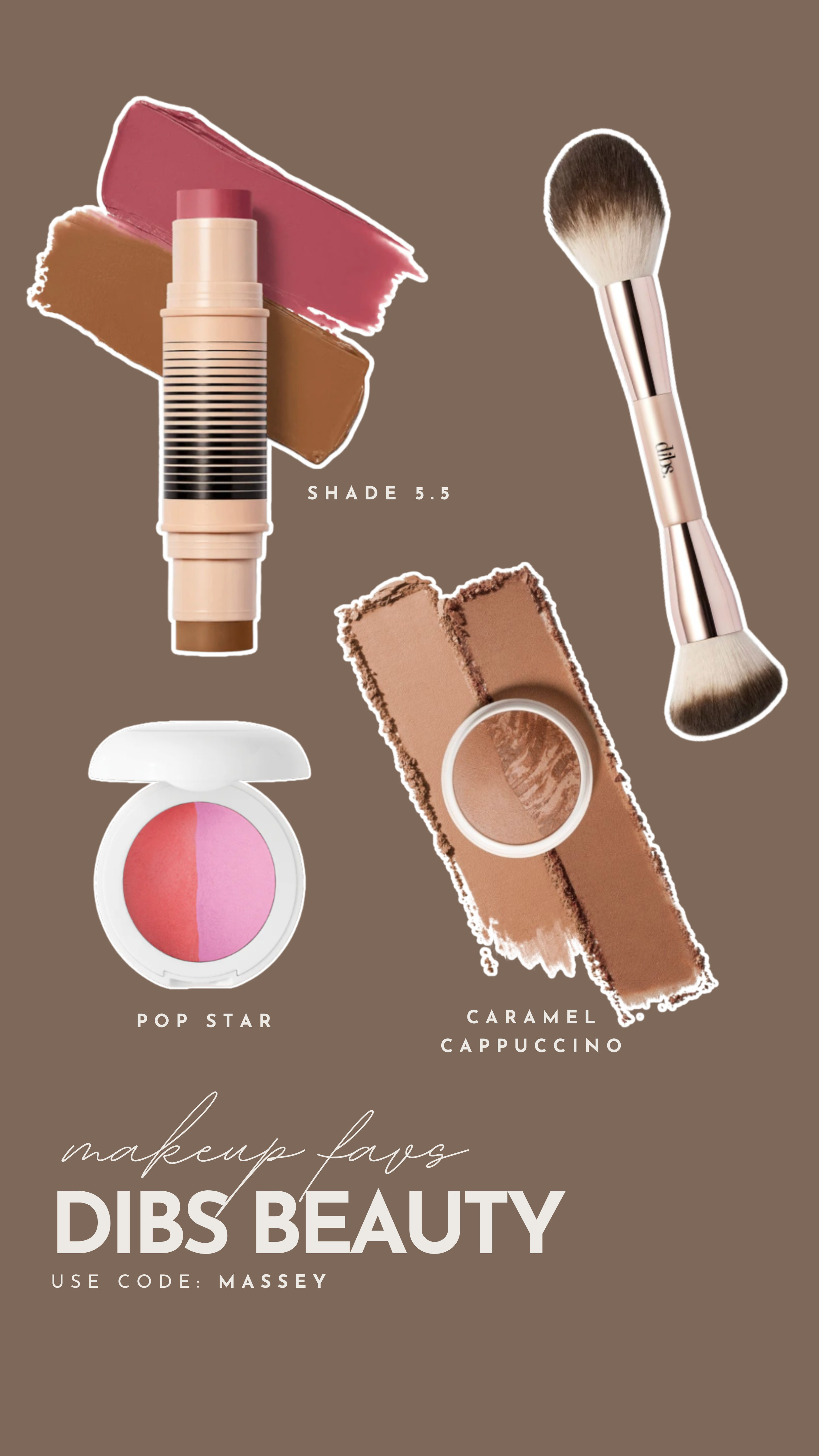 dibs beauty makeup favorites! baked blush: pop star, baked bronzer: caramel cappuccino, duo stick: shade 5.5 

 #LTKSeasonal #LTKBeauty