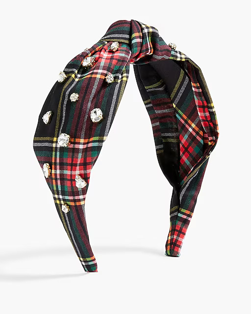 Tartan crystal embellished knot headband | J.Crew Factory