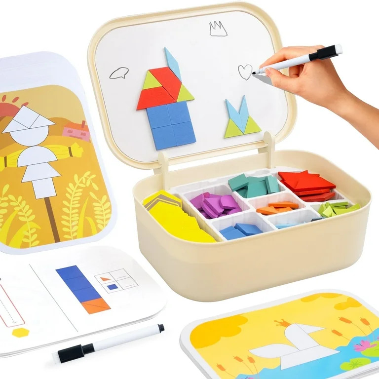SaveJoy Magnetic Tangram Puzzle Learning Toys with Pen, 250PCS Montessori  Pattern Blocks Set for... | Walmart (US)