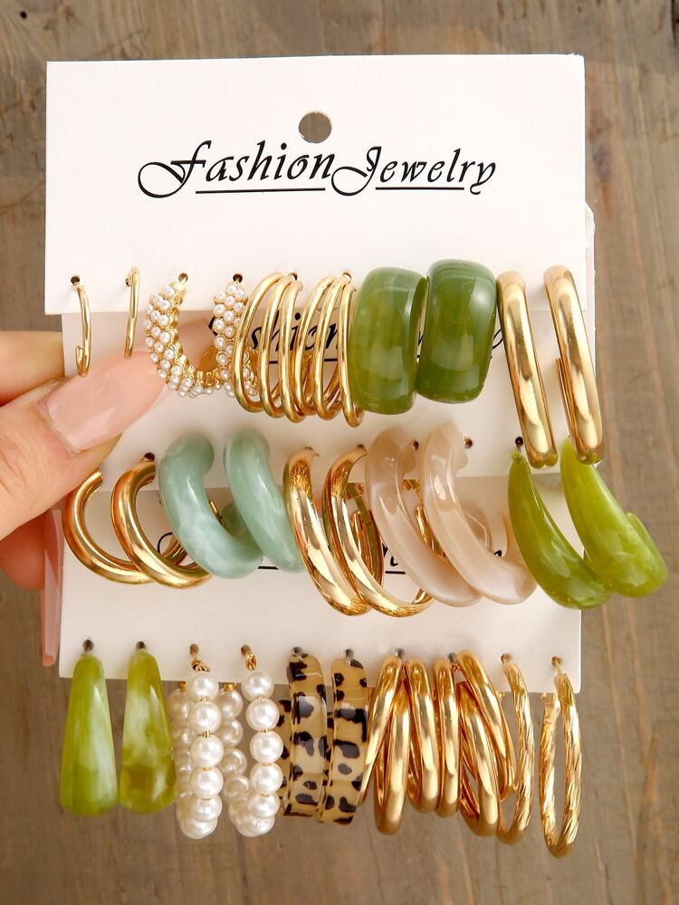15pairs Faux Pearl Decor Earrings | SHEIN