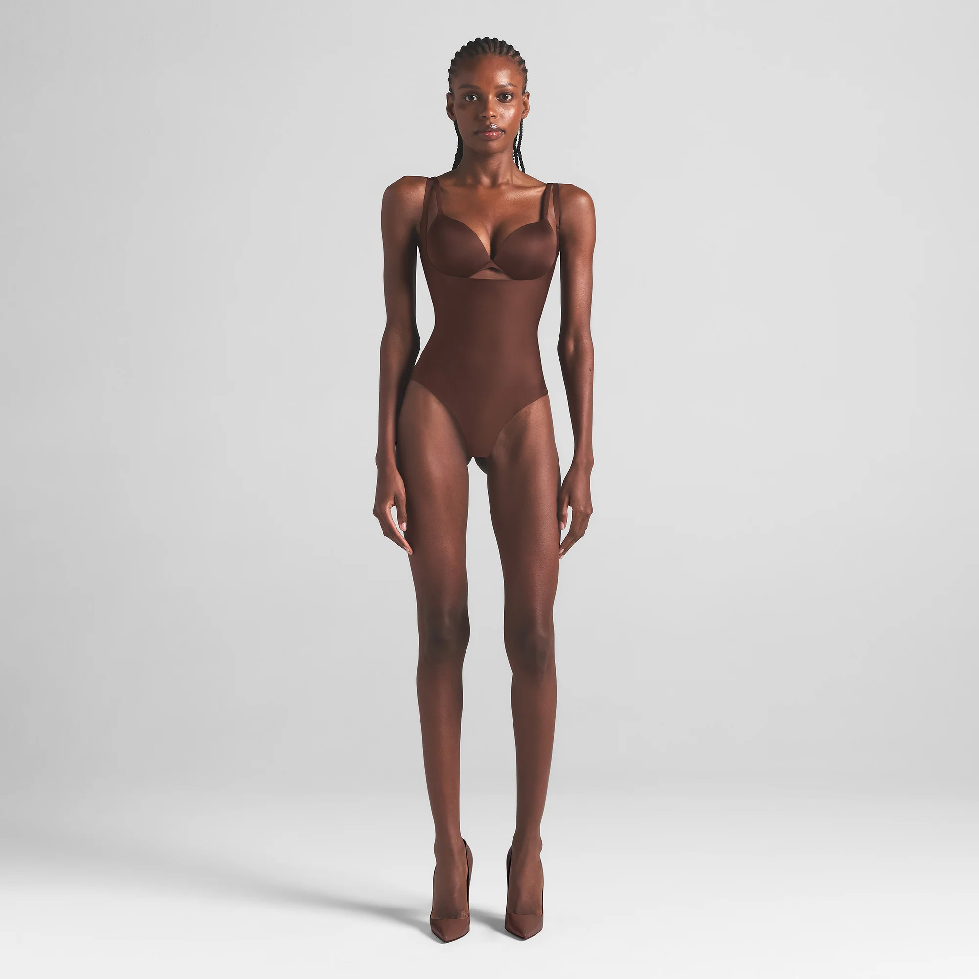 SKIMS Core Sculpt Open Bust Thong Bodysuit | Deep Neutral | XL | SKIMS Body | SKIMS (US)