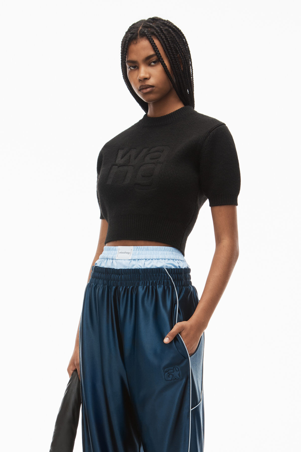 short sleeve pullover in compact deboss | Alexander Wang