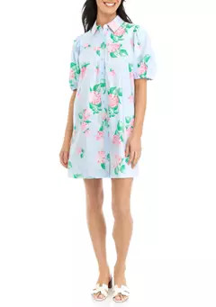 Crown & Ivy™ Women's Puff Sleeve Swing Button Front Dress | Belk