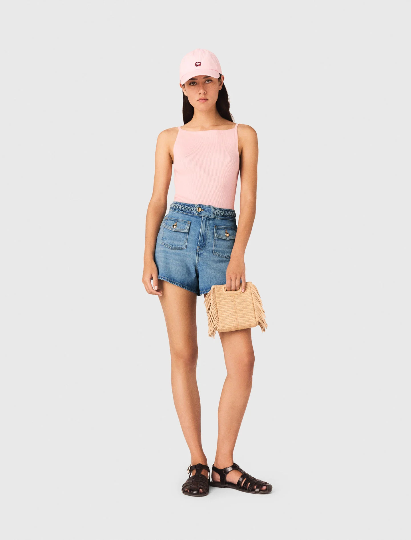 Braided denim shorts Blue for Women | Maje | Maje EU