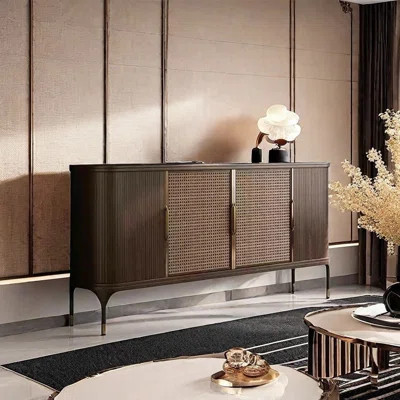 Retro Sideboard With Rattan Weaving Doors | Wayfair North America