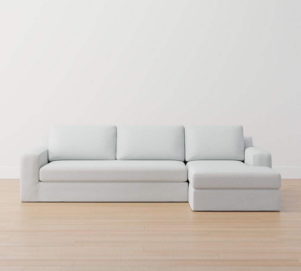 Big Sur Square Arm Slipcovered Sofa Chaise Sectional | Pottery Barn (US)