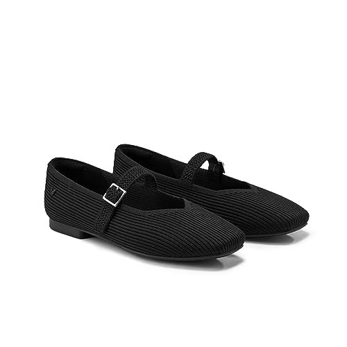 VIVAIA Margot Mary Jane Women Flat Shoes Slip on Square-Toe Washable Comfortable for Work with Arch Support Black | Amazon (US)