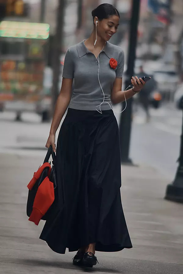 Drop-Waist A-Line Maxi Skirt | Anthropologie (US)