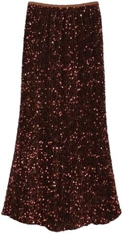 Women's High Waist Sequin Mermaid Maxi Skirt Sparkly Design with Fishtail Hem Party Wear | Amazon (US)