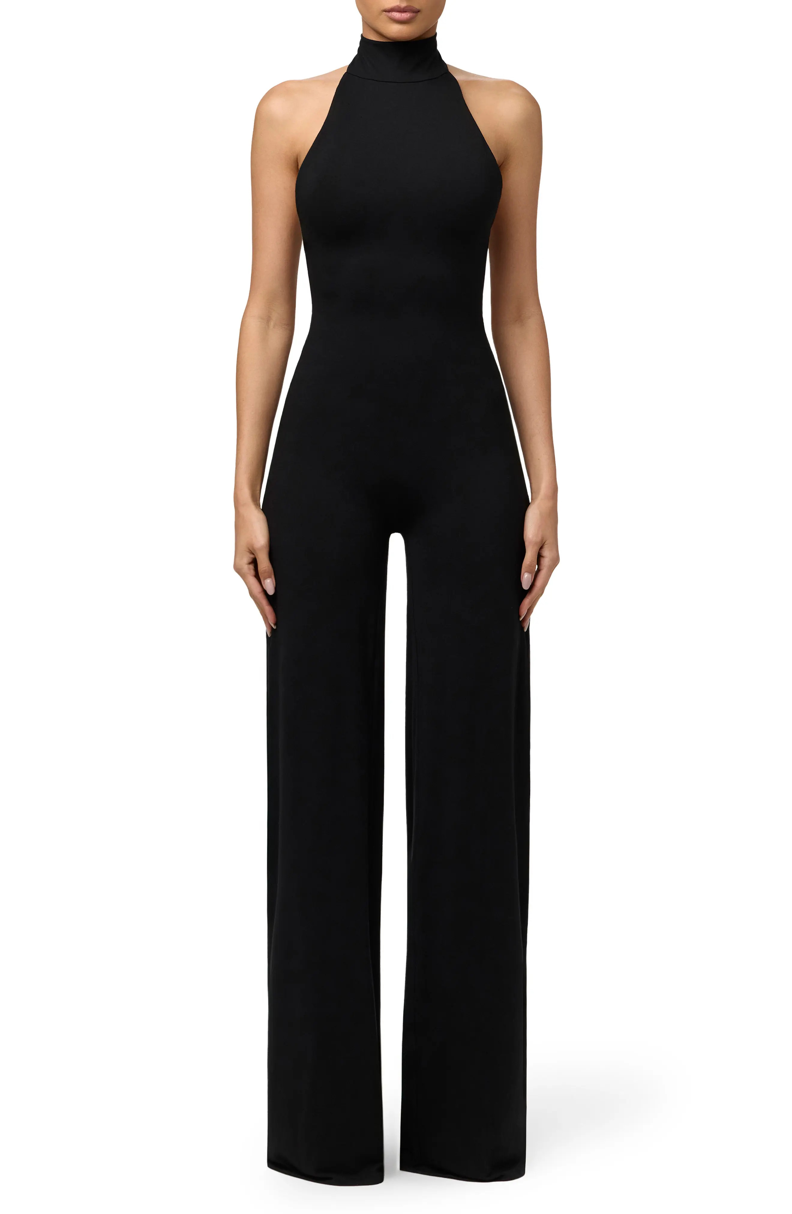 Naked Wardrobe Butter Halter Wide Leg Jumpsuit (Women) | Nordstrom | Nordstrom