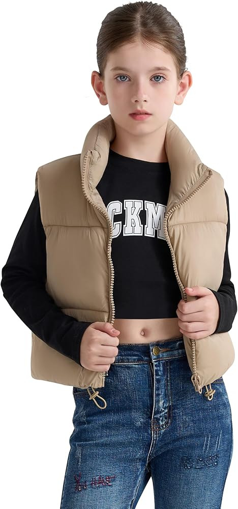 SOLOCOTE Girls Puffy Vest Coat Water-Resistant Warm Winter Sleeveless Kids Jacket for 4-14 Years | Amazon (US)