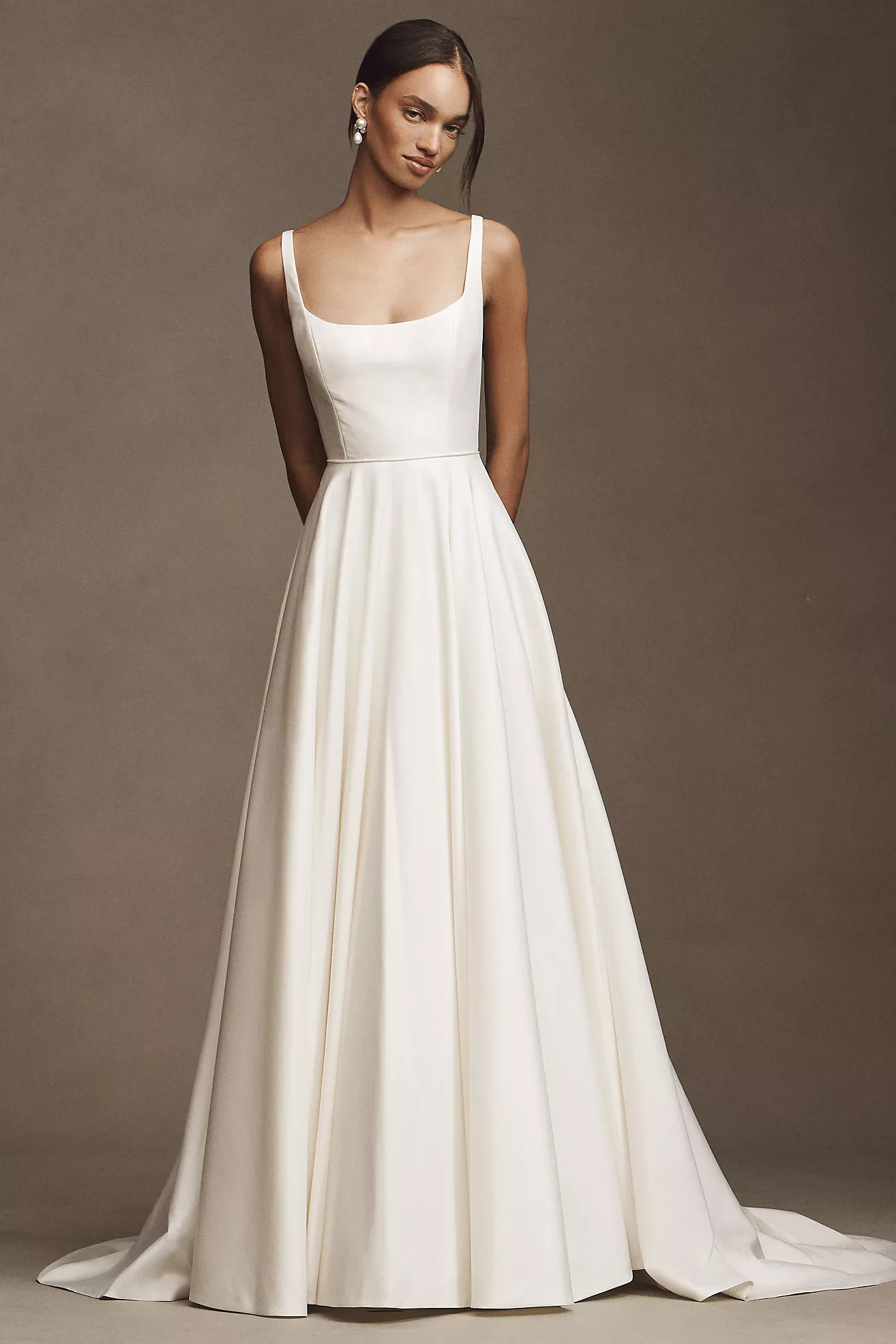 Jenny by Jenny Yoo Lawrence Square-Neck Open-Back Taffeta Wedding Gown | Anthropologie (US)