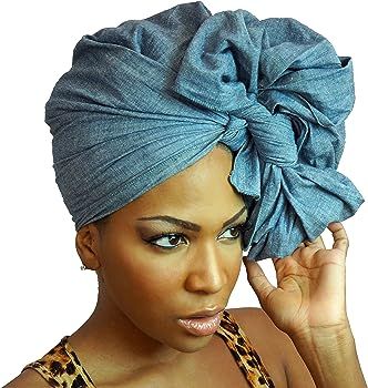 Head Wrap -Extra Long Denim Blue Jean Headwrap Scarf Tie | Amazon (US)