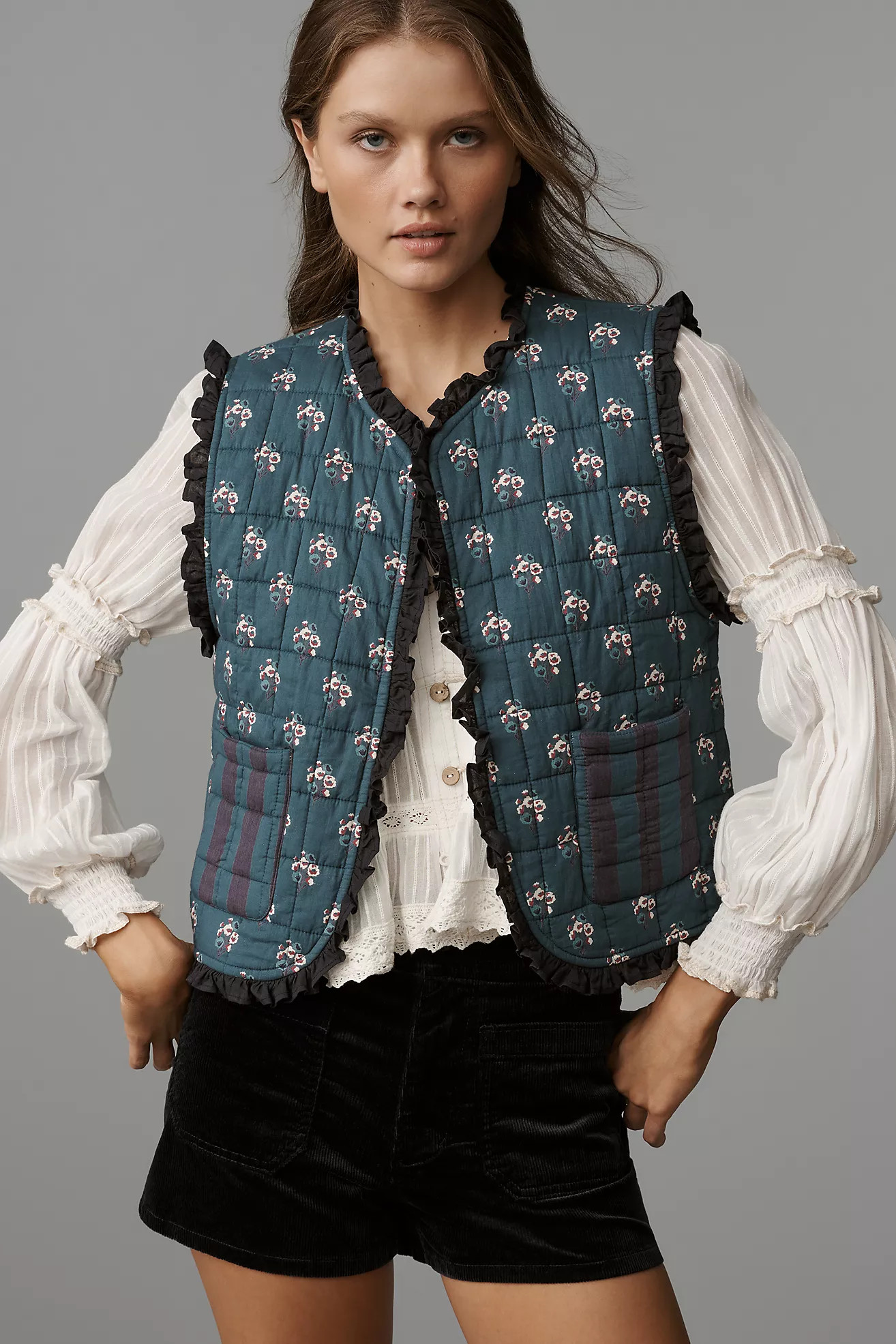 Ophelia & Indigo Reversible Quilted Floral Vest | Anthropologie (US)