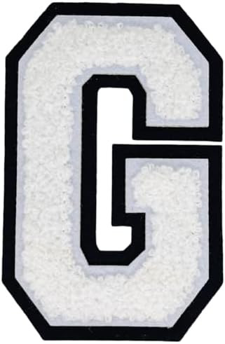 1 PCS 4.0" White Chenille Letter G Patch, Iron on Patches for Hats Clothes Bags Backpacks Jeans, ... | Amazon (US)