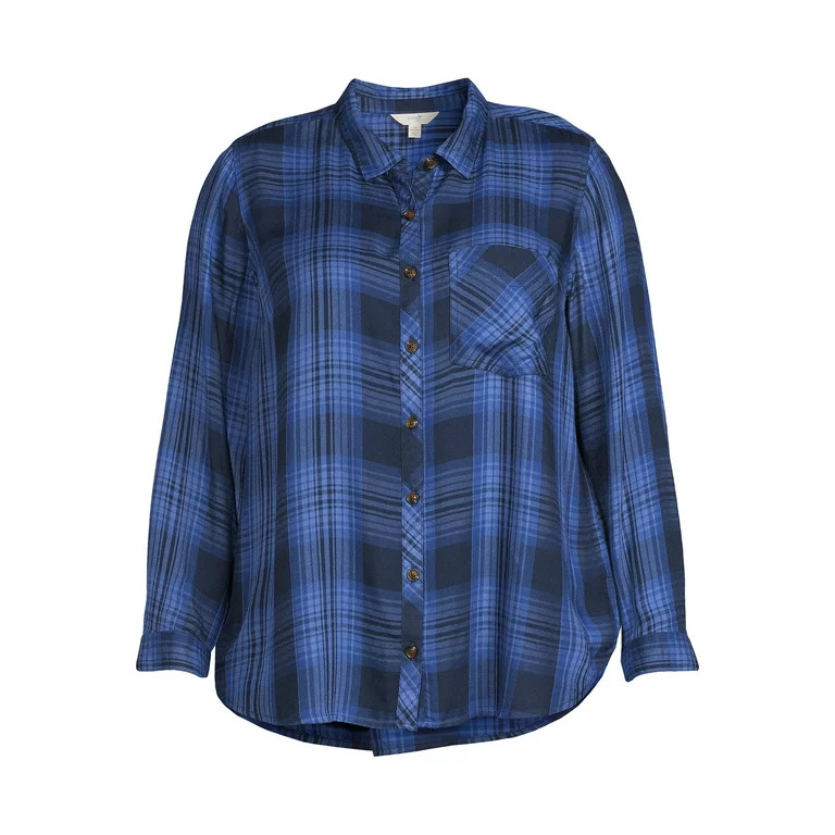 Terra & Sky Women's Plus Size Button Woven Top | Walmart (US)