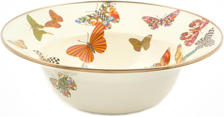 MACKENZIE-CHILDS Enamel Serving Bowl, Enamel Serveware Bowl, 12 Inches, Butterfly Garden | Amazon (US)