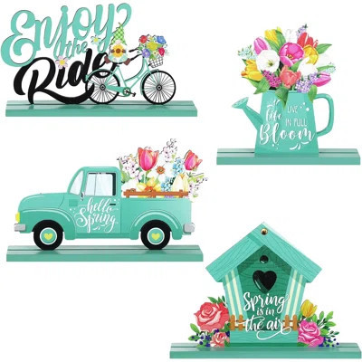 4 Pcs Hello Spring Table Decorations Spring Easter Table Centerpieces Wooden Signs Decorations For Home Wooden Letter Blocks Party Ornament Farmhouse | Wayfair North America