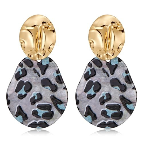COORWEEL Vintage Grey Leopard Print Statement Dangle Earrings for Women Lightweight Acrylic Animal Print Drop Earrings Trendy Jewelry Gift | Amazon (US)