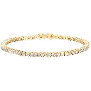 PAVOI 14K Gold Plated 3mm Cubic Zirconia Classic Tennis Bracelet | Gold Bracelets for Women | Siz... | Amazon (US)