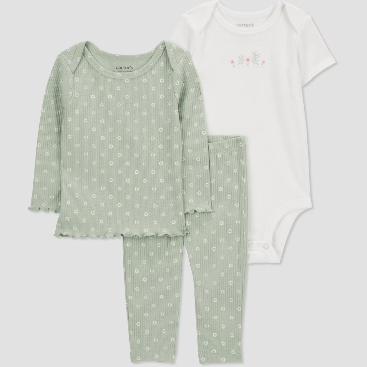Carter's Just One You® Baby Girls' Floral Top & Bottom Set - White/Green | Target