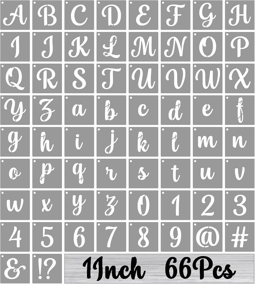 BAMIDELE 1 Inch Alphabet Letter Stencils for Painting, 66 Pcs Reusable Plastic Calligraphy Letter... | Amazon (US)