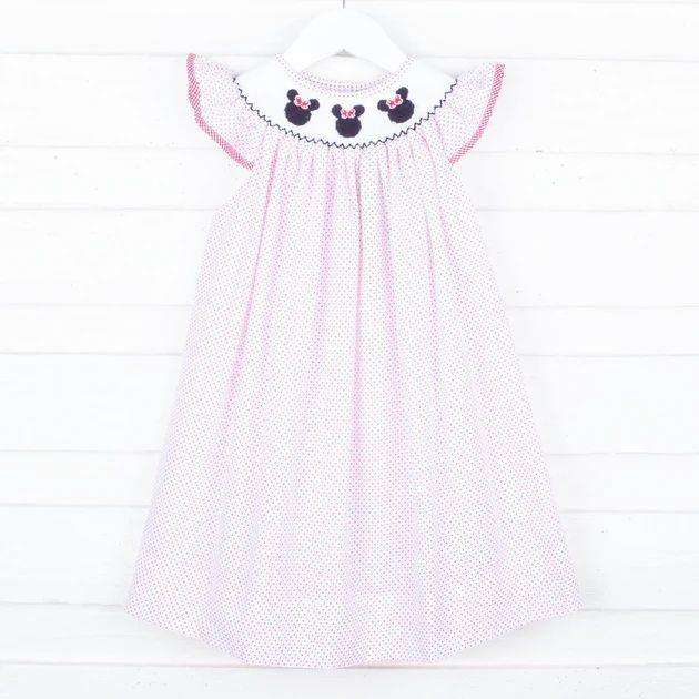 Mouse Ears Smocked White Dotted Dress | Classic Whimsy