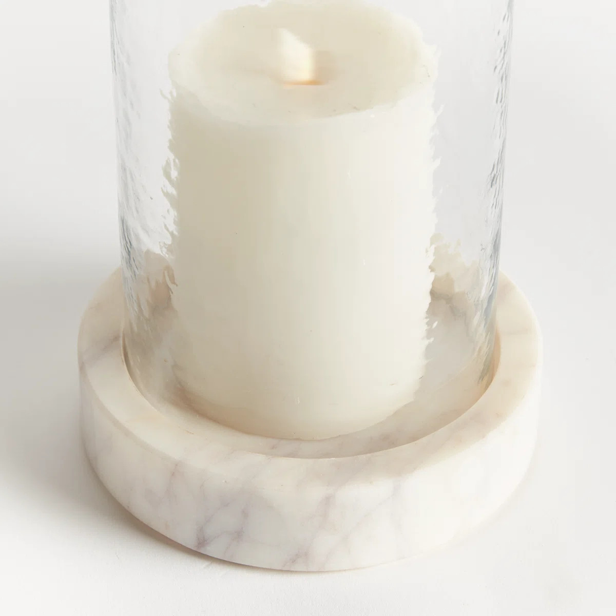 Ardenne Marble Tray Hammered Glass Hurricane Small in Gray/White | Wayfair North America