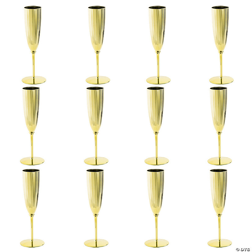 Silver Metallic Plastic Champagne Flutes - 12 Ct. | Oriental Trading Company
