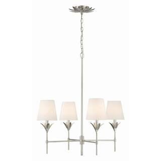 Broche 4-Light Antique Silver Chandelier with Silk Shade | The Home Depot