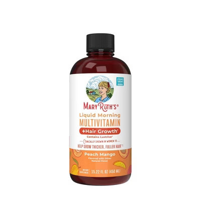 MaryRuth's Liquid Morning Vegan Multivitamin + Hair Growth - Peach Mango - 15.2oz | Target