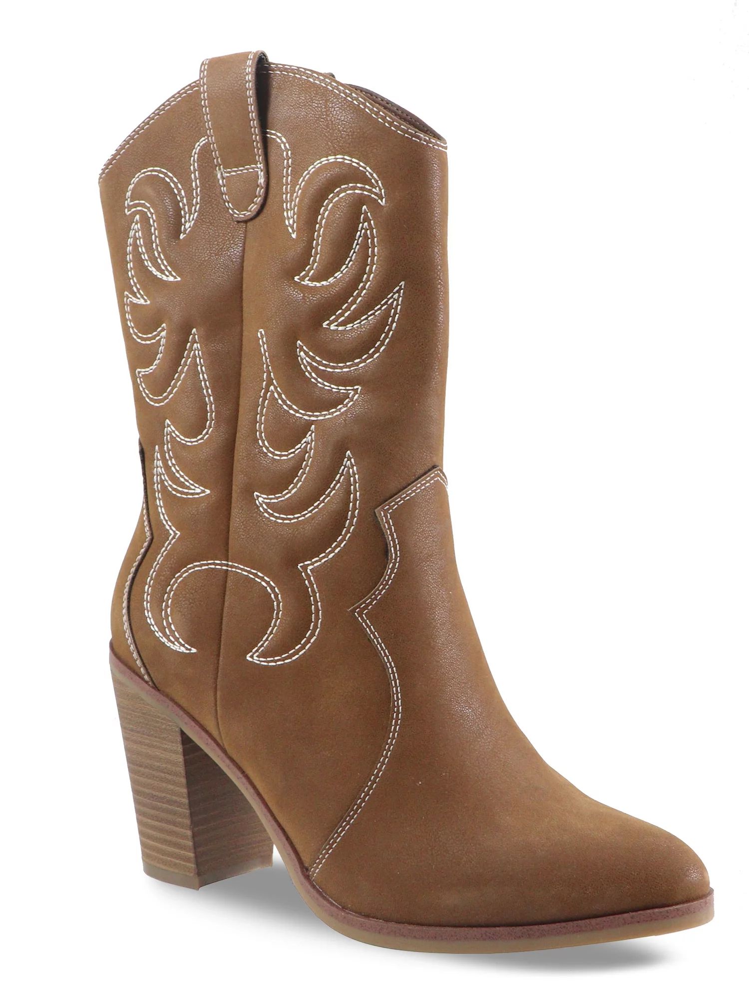 The Pioneer Woman Embroidered Mid-Calf Heeled Cowboy Boot, Women's | Walmart (US)