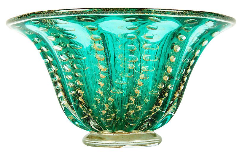 Green/Gold Murano Bowl - La Maison Supreme | One Kings Lane