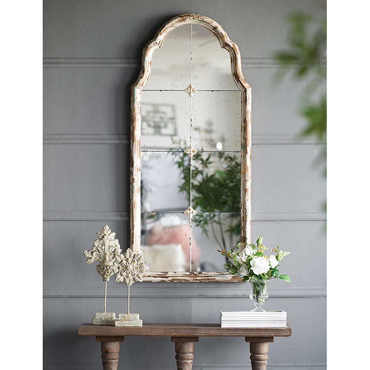 Large 22" X 48" Cream & Gold Mirror With Ornamental Border For Home Framed Medallion Detail | Wayfair North America