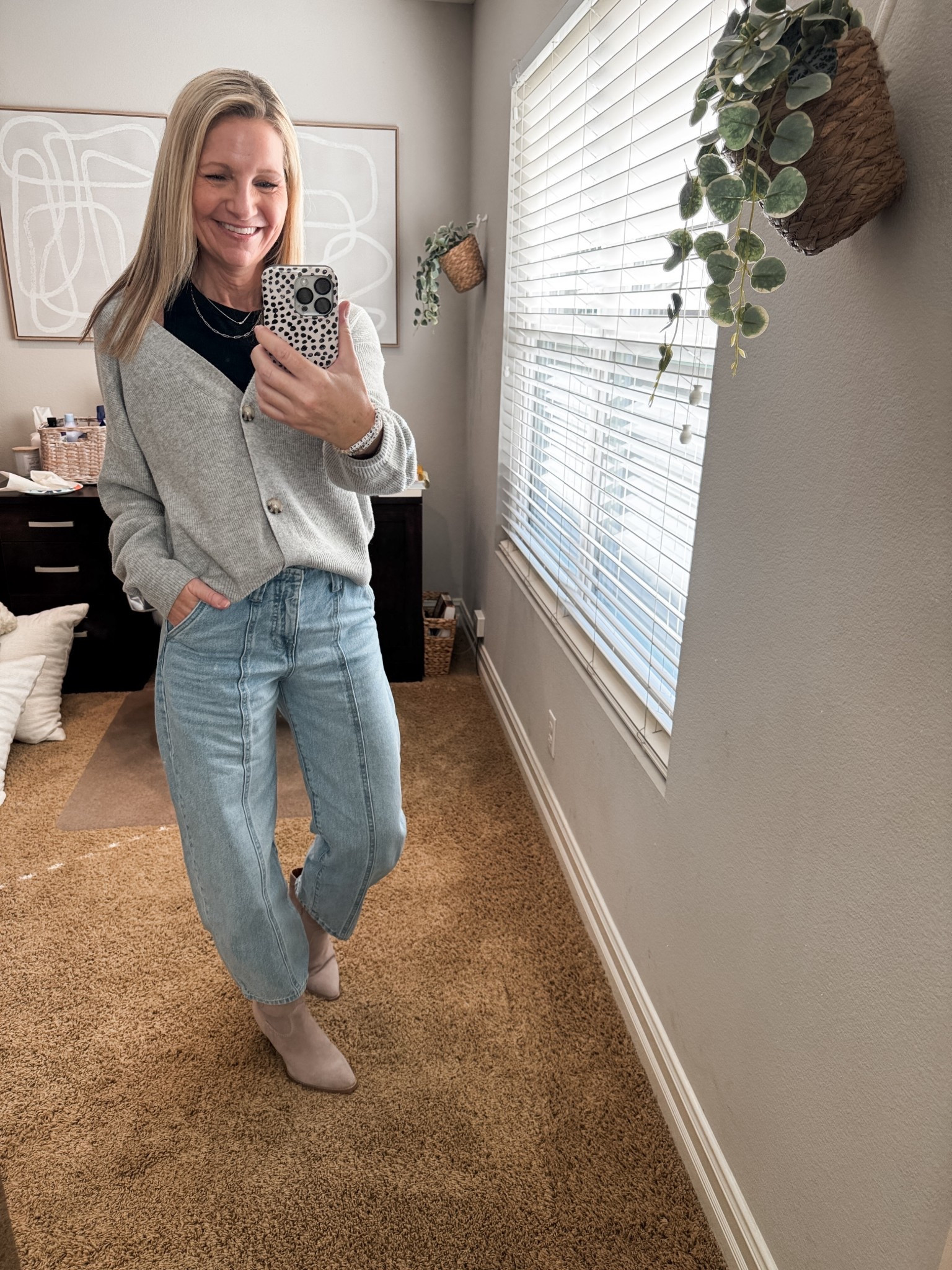 Happy Cyber Monday! My Target cardigan is so soft and currently on sale. My barrel jeans are sold out but I linked a similar options. 

#LTKSaleAlert #LTKCyberWeek #LTKootd