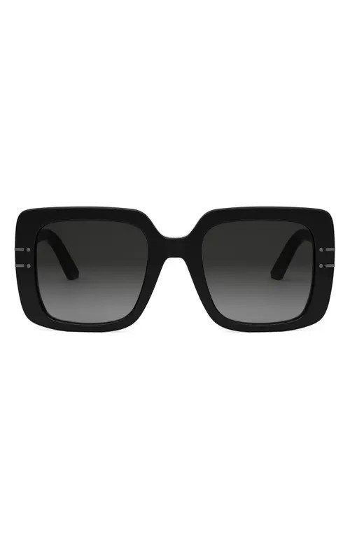 'DiorSignature S11I Gradient Square Sunglasses in Shiny Black /Gradient Smoke at Nordstrom | Nordstrom