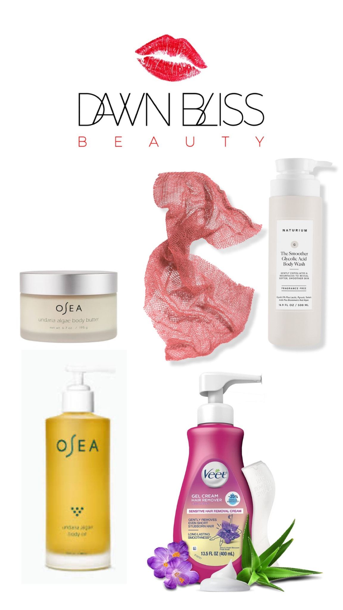 FEEL GREAT IN A FLASH ⚡️
EXFOLIATE ✔️
NOURISH ✔️
HAIR REMOVAL ✔️
NOURISH ✔️

Use your exfoliating glycolic shower gel with a hyper lathering exfoliating towel and scrub for minutes ~ allowing the lather to operate like scrubbing bubbles as you manually double your exfoliation.

Then treat all of that fresh skin underneath to nourishing conditioning oils cocktailled with a body butter containing more natural oils.  

Wipe away excess hair with a gentle exfoliating cream that is painless and easy.  

Now you are smooth and hairless and ready to glide into the day. 