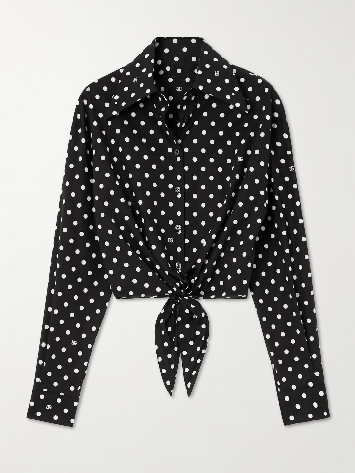 Dolce & Gabbana - Printed Polka-dot Cotton-blend Poplin Shirt - Black | NET-A-PORTER (US)