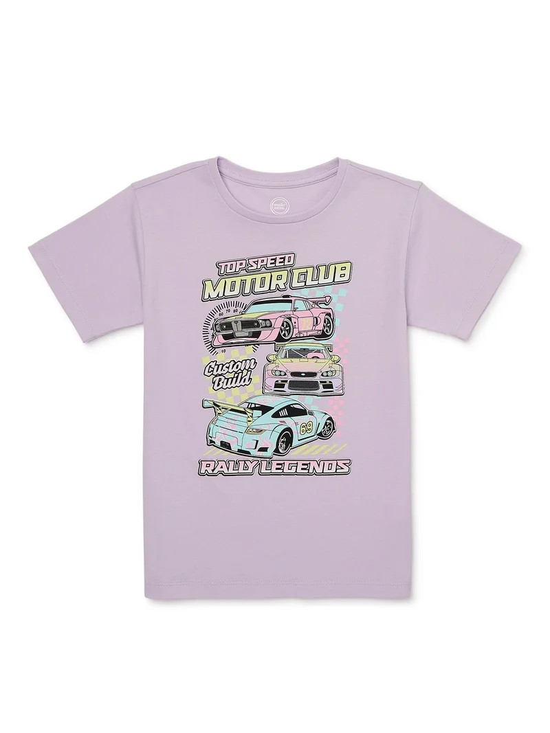Wonder Nation Girls Rally Legends Short Sleeve Graphic T-Shirt, Sizes 4-18 - Walmart.com | Walmart (US)